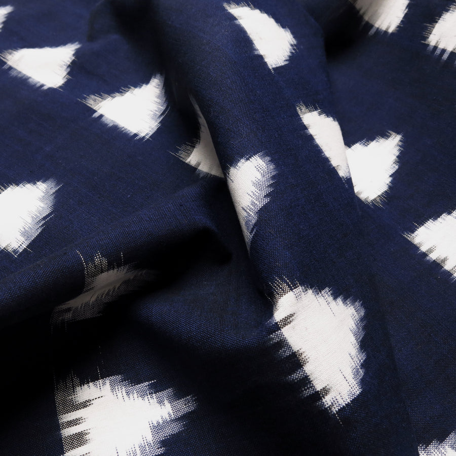 Cotton Ikat - Navy / Royal blue with ivory triangles 0.5m