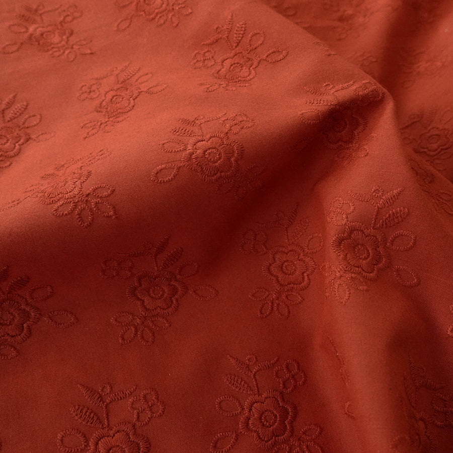 Embroidered cotton voile - floral Caramel 0.5m