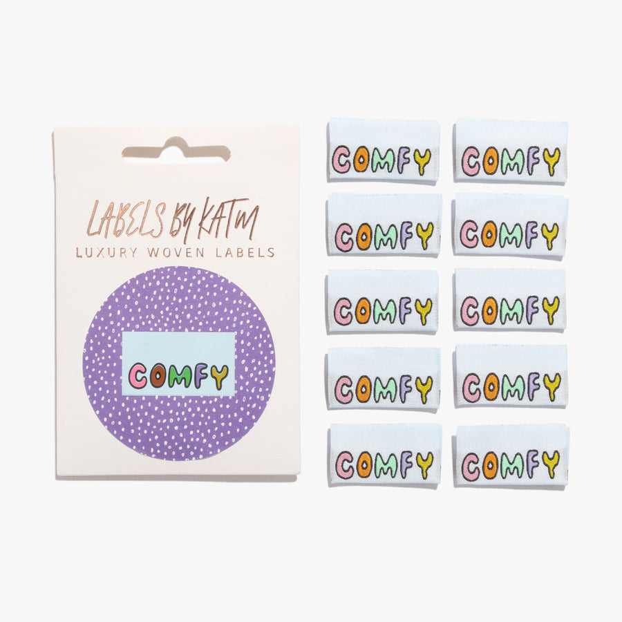 KATM - 'comfy' - pack of 10 woven labels